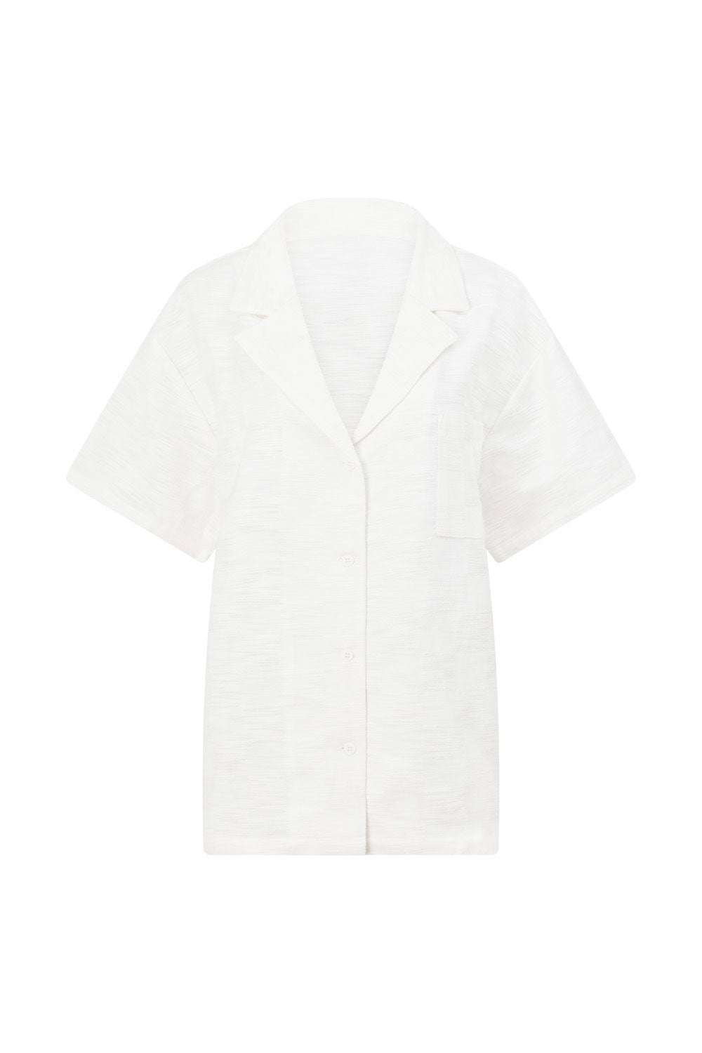 White Short sleeve Button Up Collar Cena Top