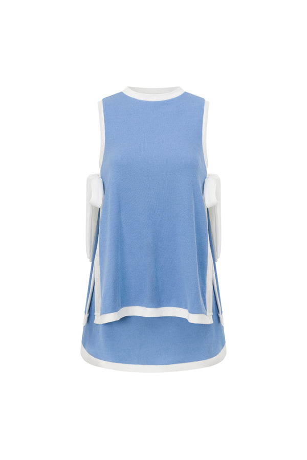 Blue Knit Longline Mini Kenia Dress