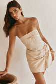 Bandera Strapless Mini Wrap Dress - Beige