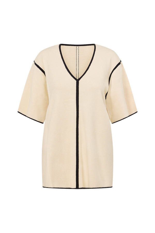 Cream V-Neck Boxy Adelia Top