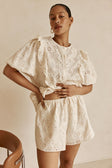 Beige Broderie Drawstring Wynter Shorts
