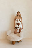 Brown Sable Floral Print Strapless Ria Playsuit
