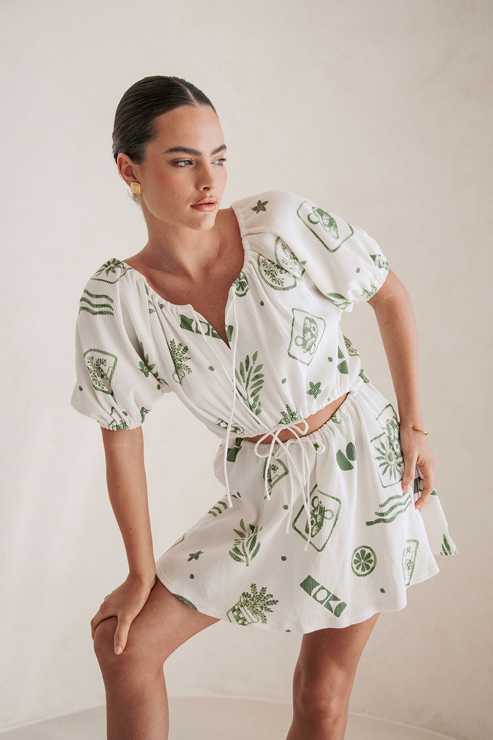 Milo Cutout Mini Dress - Relic White Green