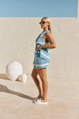 Blue and White Stripe Wrap Mini Maylin Skirt