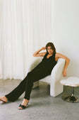 Black Ribbed Knit Wide Leg Lana Pants