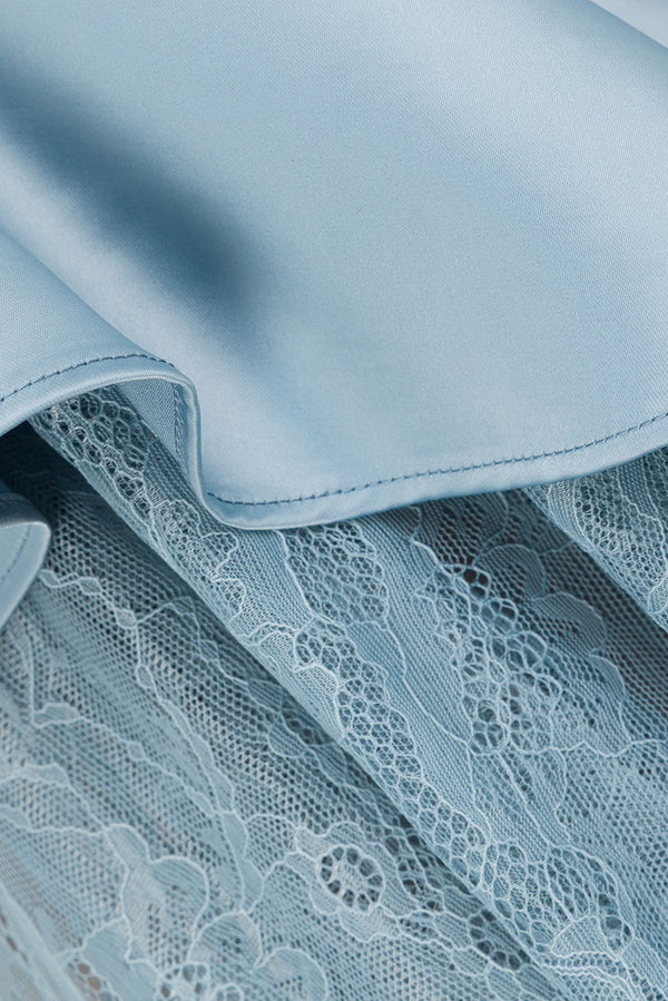 Baby Blue Silky Lace Maxi Dove Dress