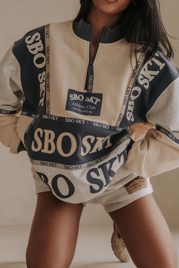 Stockholm Oversized Vintage Sweater - Fleece Blue, Cream, Grey