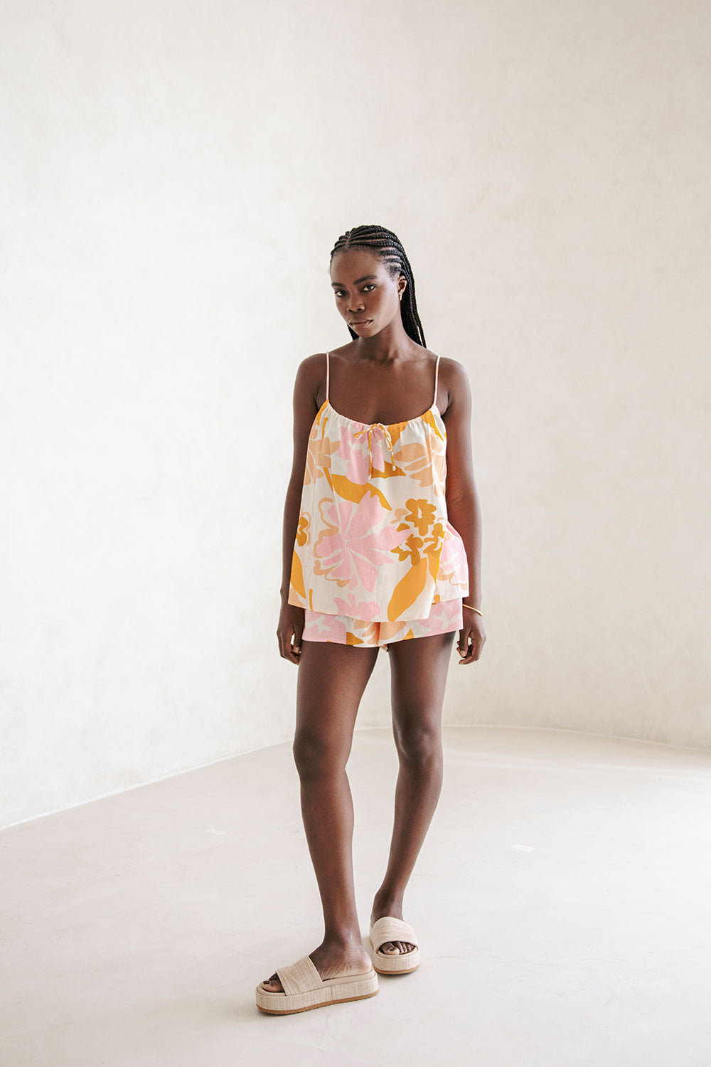 Jetta Top - Hibiscus Pink Orange Floral