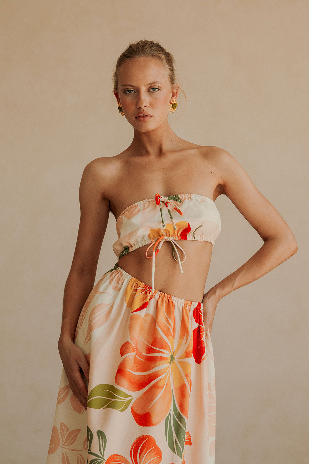 Pink Petal Scarf Tie Cutout Maxi Fei Dress