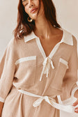Tan Collar V Neck Tie Sammi Playsuit