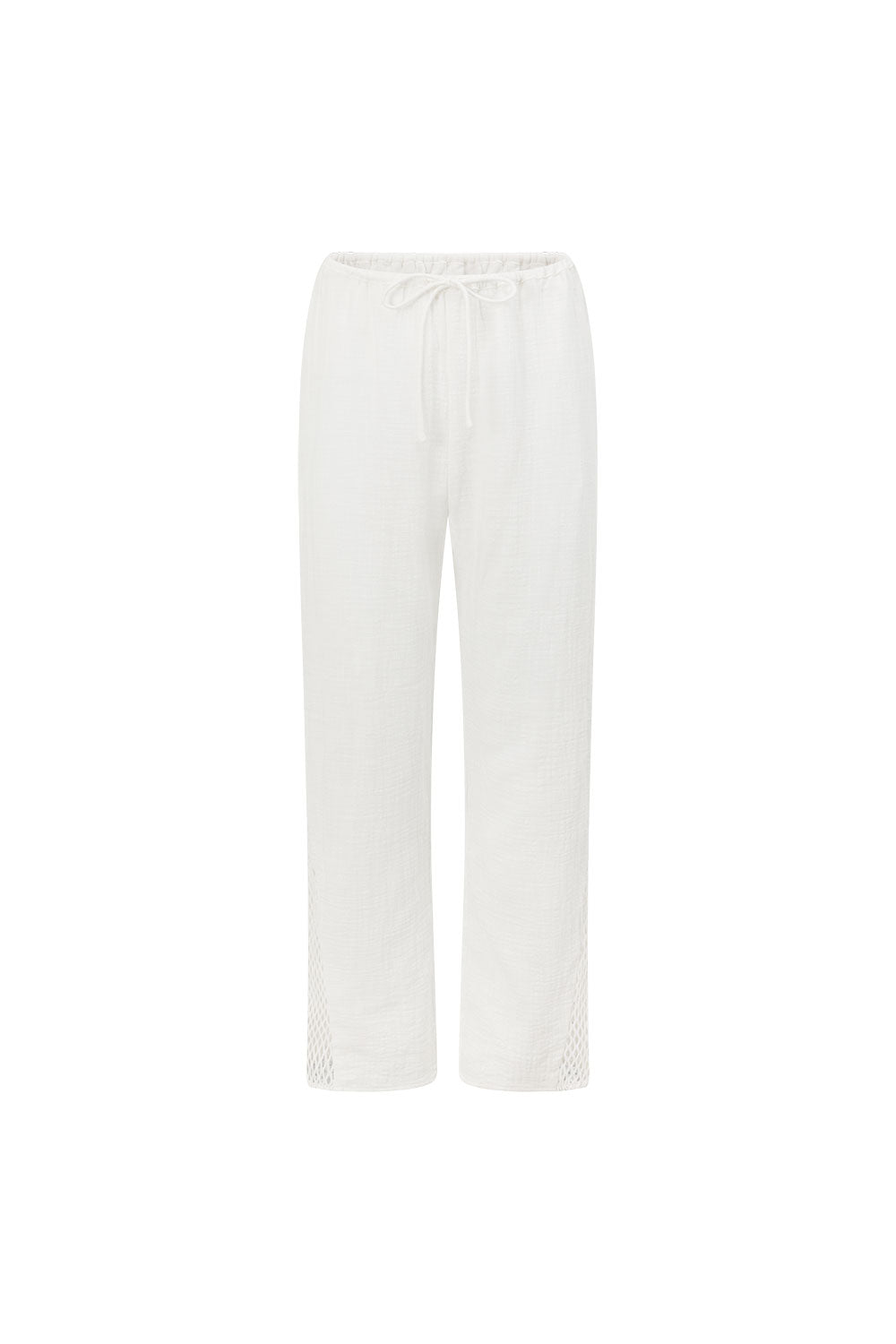 White Elastic Drawstring Relaxed Ditta Pants