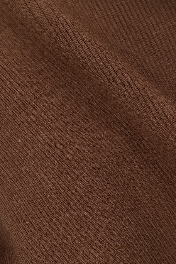 Gingerbread Brown Knit Asymmetric Ellamay Top