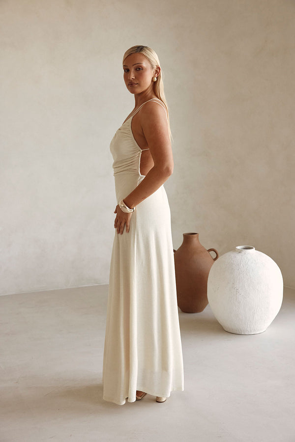 Bridal Cream One Shoulder Backless Maxi Emilee Dress