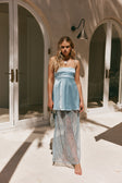 Baby Blue Silky Lace Maxi Dove Dress