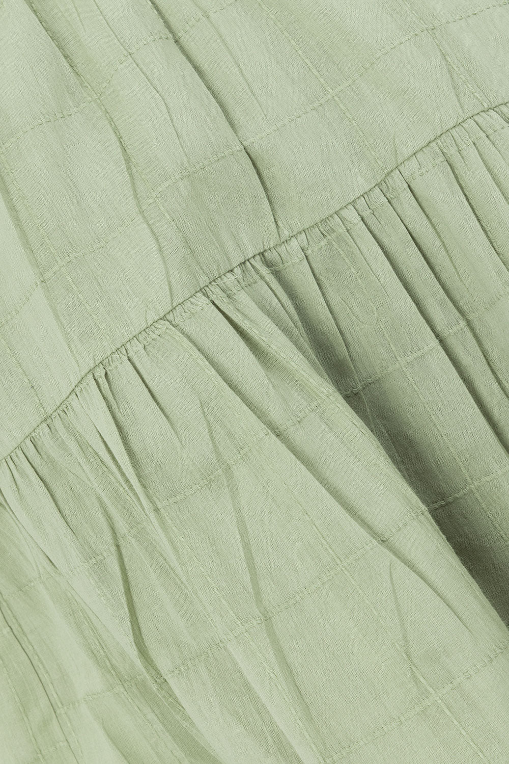 East Button Flounce Mini Dress - Green