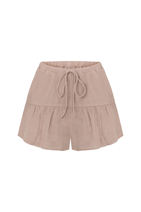 Mushroom Brown Drawstring Panelled Huxley Shorts