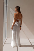 White Knit Strapless Maxi Kamari Dress