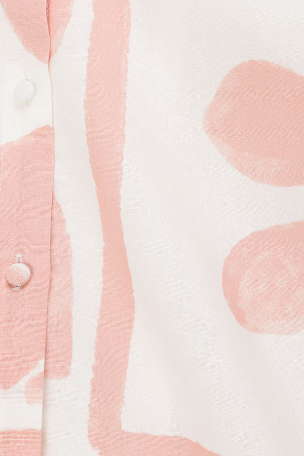 Pink Petal Patch Print Button Up Riko Top