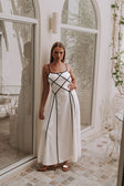 White Strappy Binding Maxi Magnolia Dress
