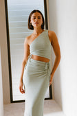 Sage Green One Shoulder Midi Azaria Dress