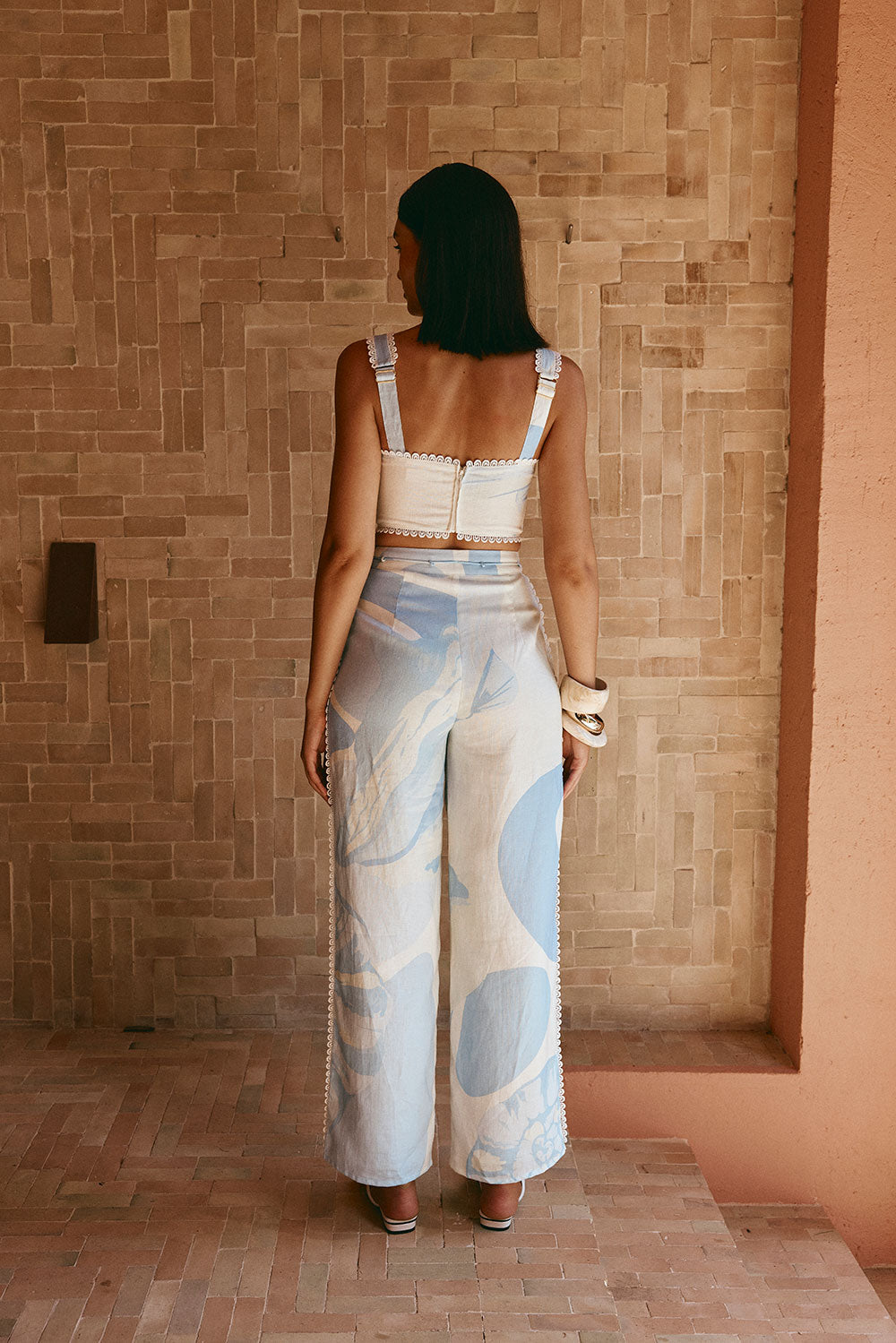 Blue Il Lido Print Drawstring Pocket Isabella Pants