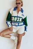 Cream and Green Terry Vintage Oversized Seoul Sweater