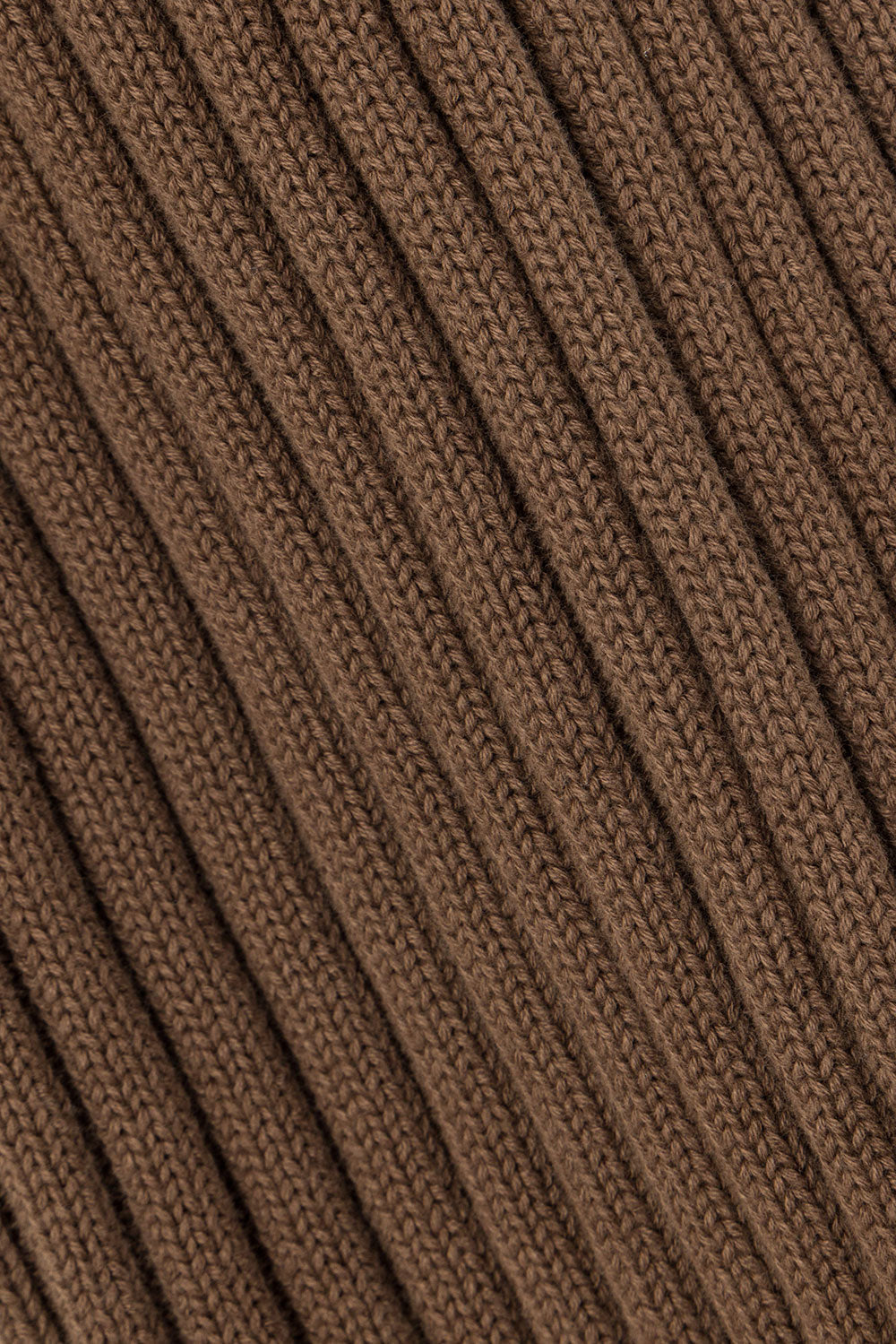 Brown Ribbed Cotton Knit Elastic Neena Pants