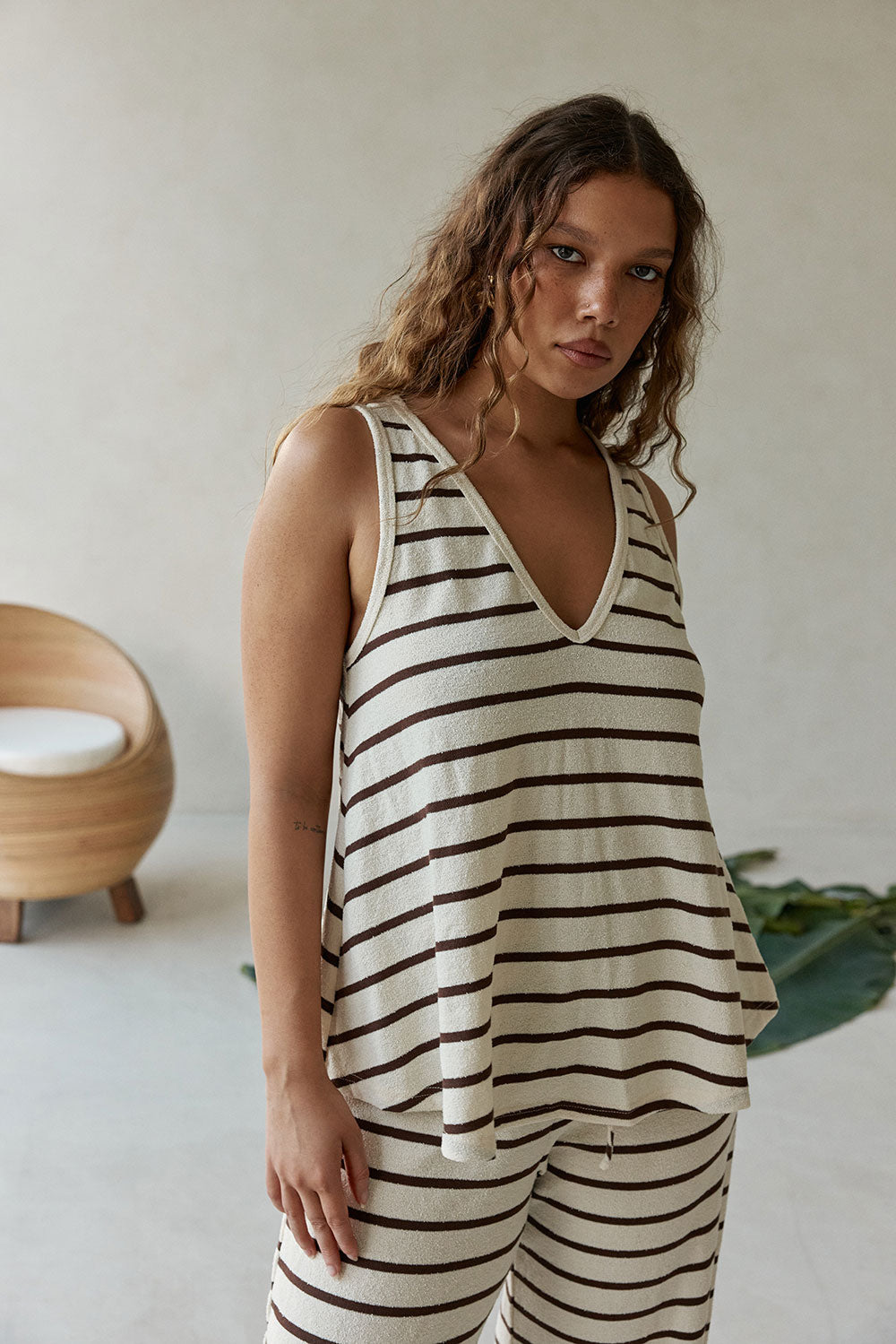 Lana Top - Brown Stripe