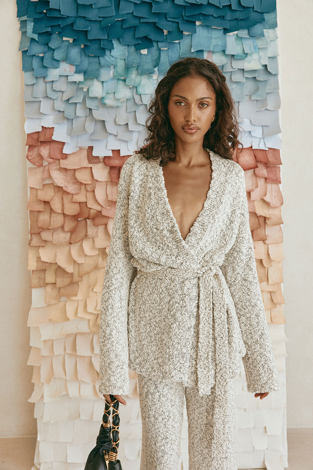 Grey Chunky Knit Long Sleeve Wrap Jamila Cardigan – SABO