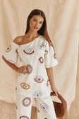 Cream Matia Print Off Shoulder Grace Top