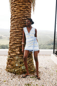Blue and White Stripe Knit Wrap Nell Top