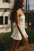 White Strapless Pleated Mini Izel Dress