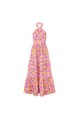 True Halterneck Maxi Dress -  Dulcie Daisy Purple Orange Pink Floral