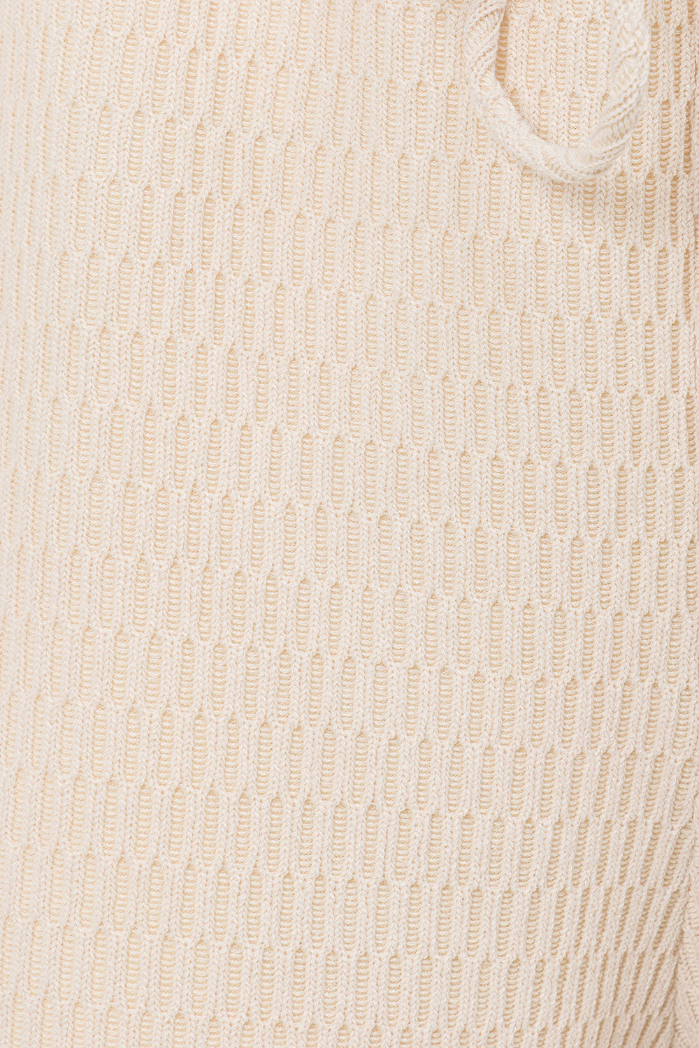 Beige High Waist Elastic Drawstring Boston Shorts