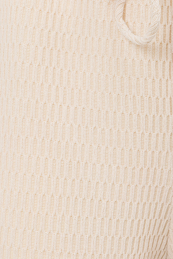 Beige High Waist Elastic Drawstring Boston Shorts