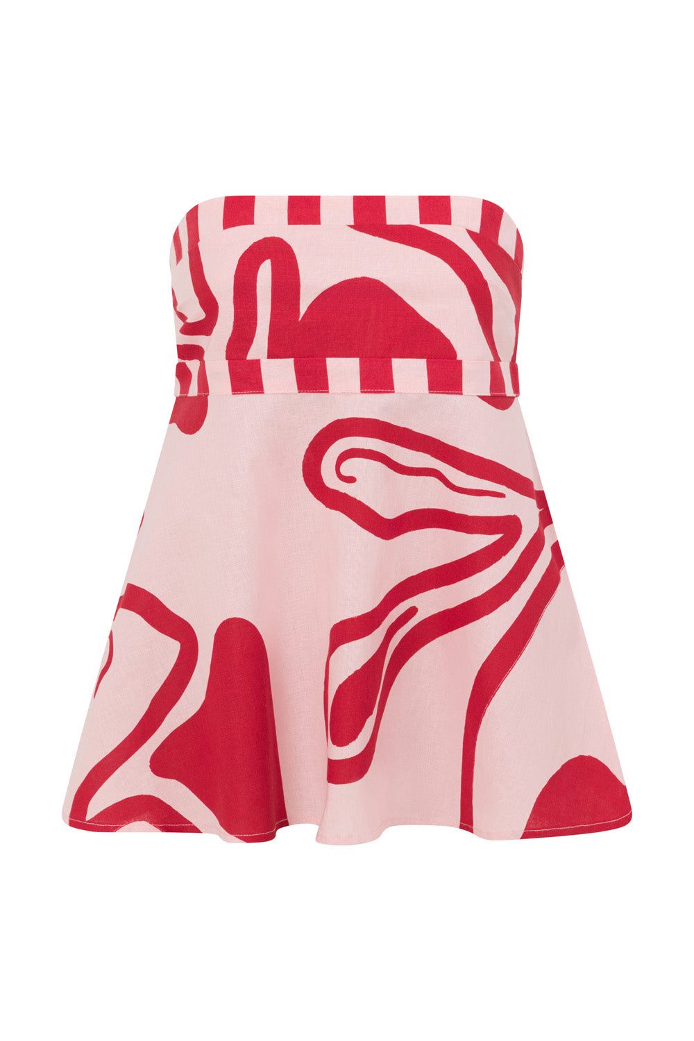 Red and Pink Darling Floral Print Strapless Enya Top