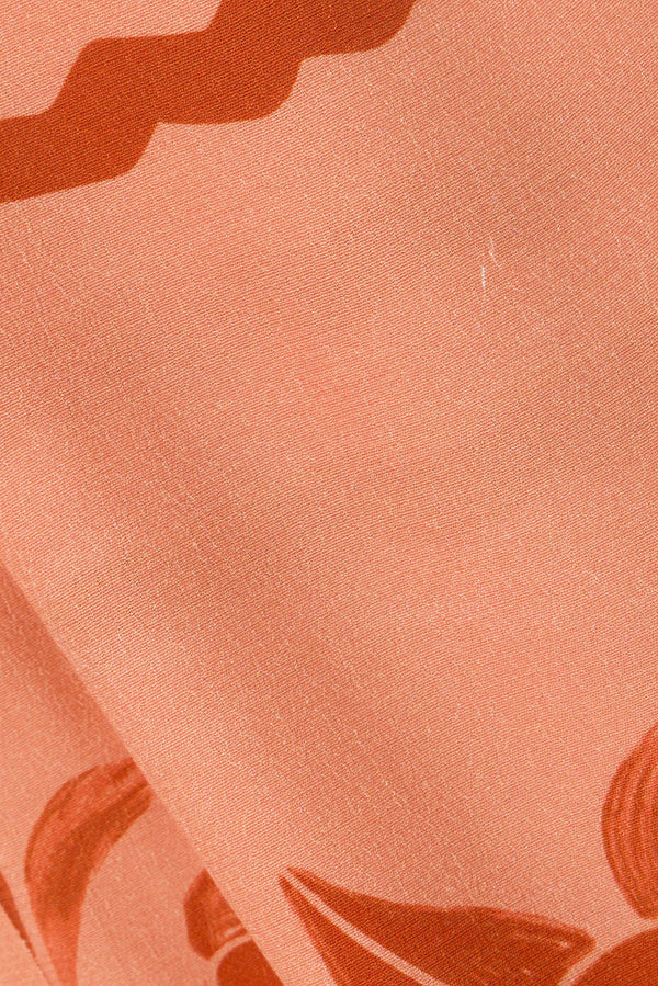 Alani Elasticated Tie Pants - Fiore Postcard Print in Coral Pink and Red