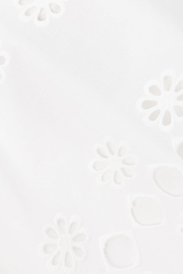 White Embroidered Front Tie Mini Aisha Dress