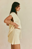 Cream Knit Drawstring Mini Nevaeh Skirt