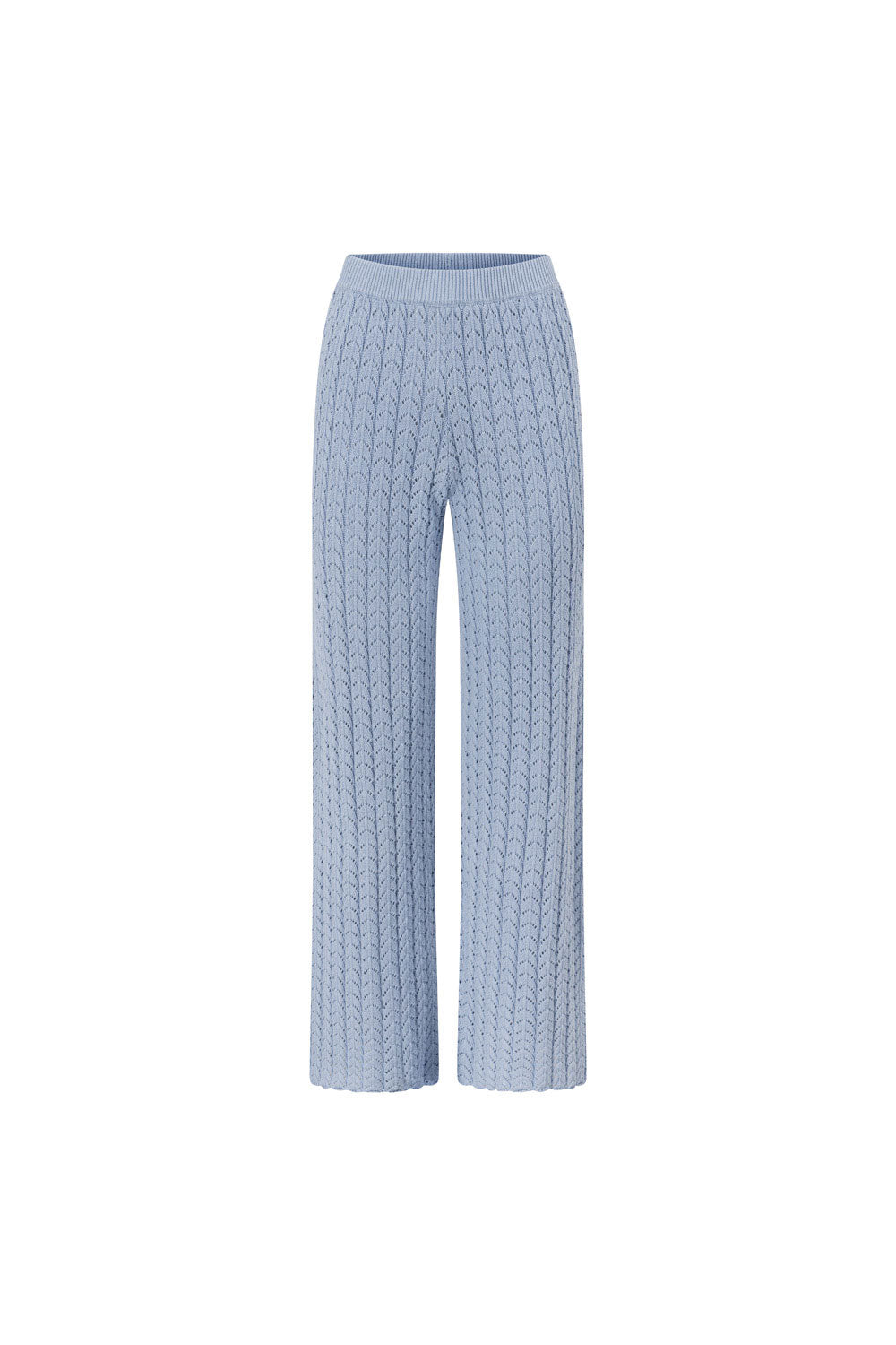 Blue Pointelle Knit High Waist Athena Pants
