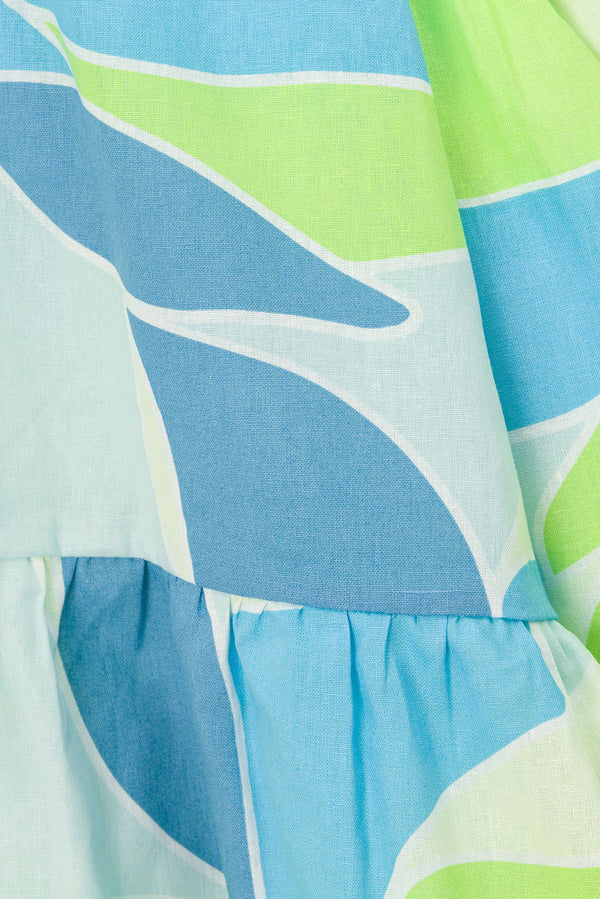 Aviva Elasticated Maxi Skirt - Magnolia Print, Blue, Green, White