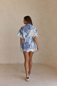 Blue Bouquet Blu Print Button Up Mini Daria Dress