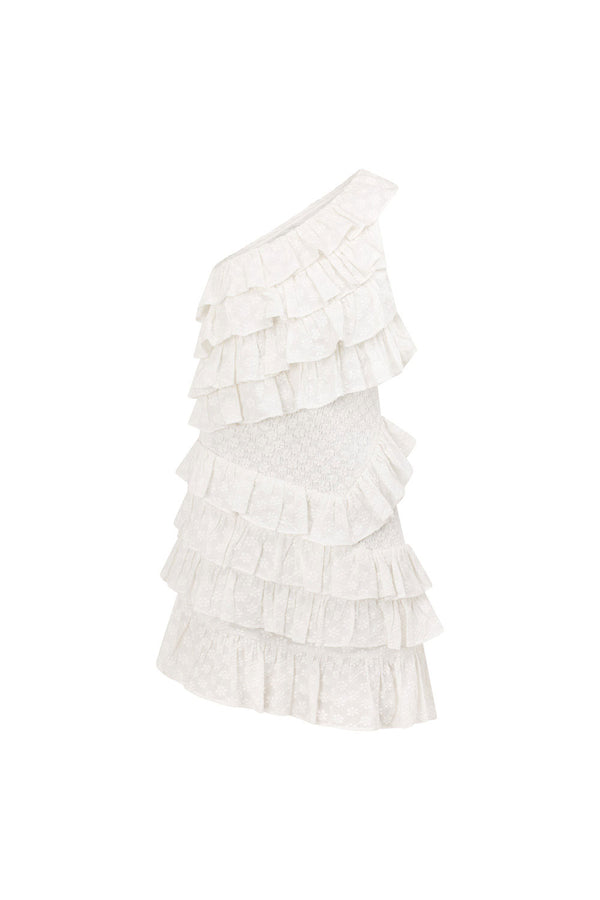 Axelia Asymmetric Mini Dress - White