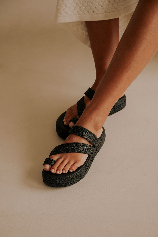 Black Platform Tiera Platform Sandals