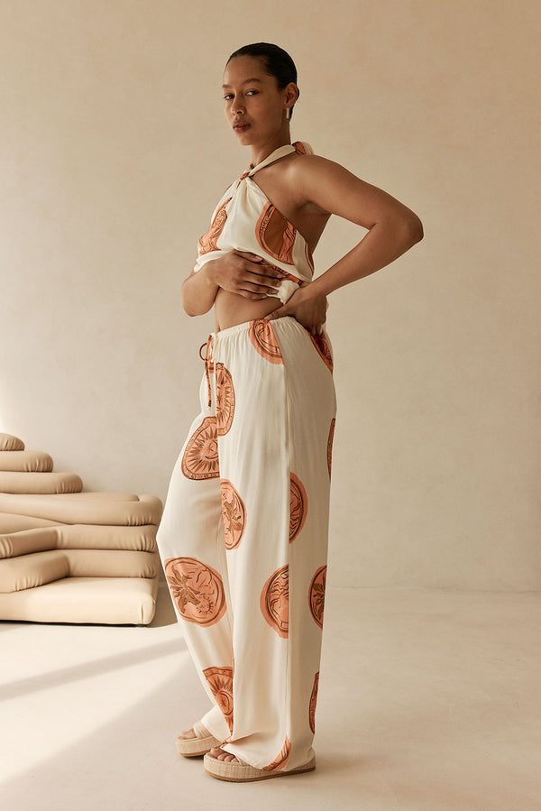 Beige Nomisma Sea Shell Print Drawstring Rosalee Paints