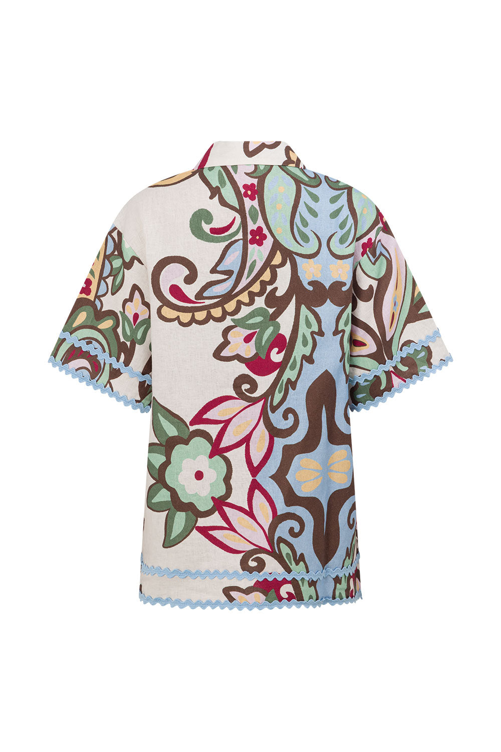 Blue Floral Paradesios Print Button Up Cassia Shirt