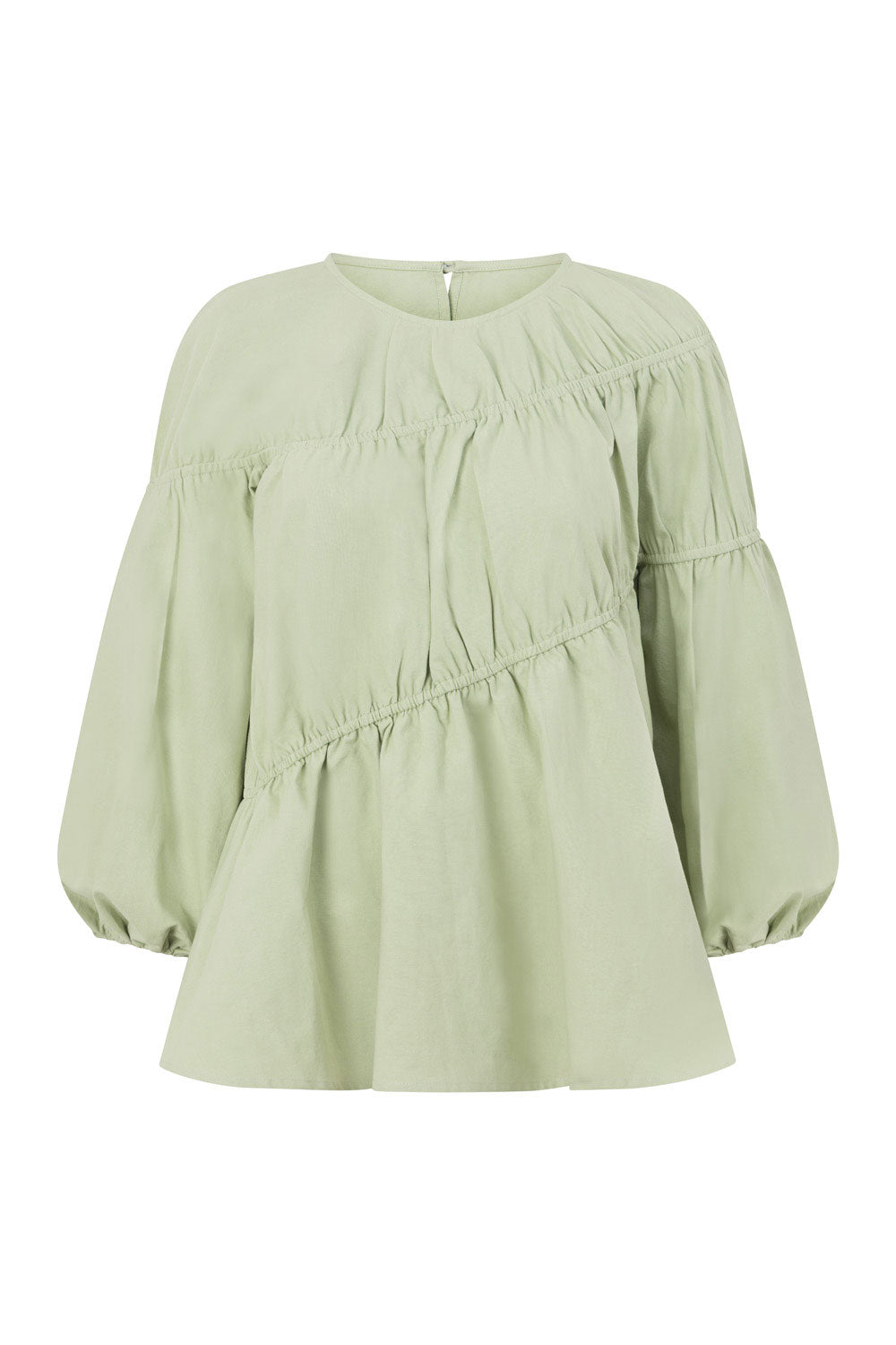 Akel Long Sleeve Flounce Top - Mint, Green