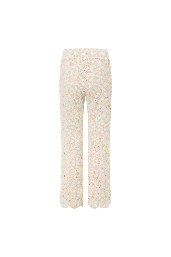 Kalila Crochet Pants - Ivory White Beige