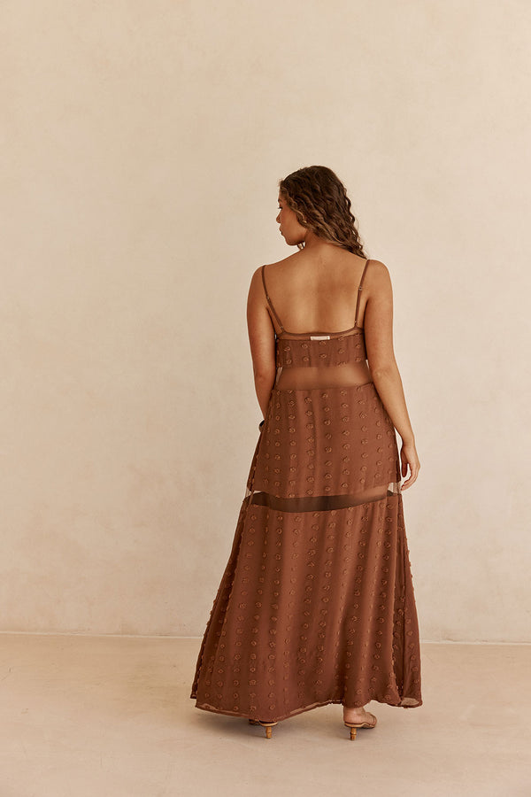 Brown Strappy Panel Maxi Tassia Dress