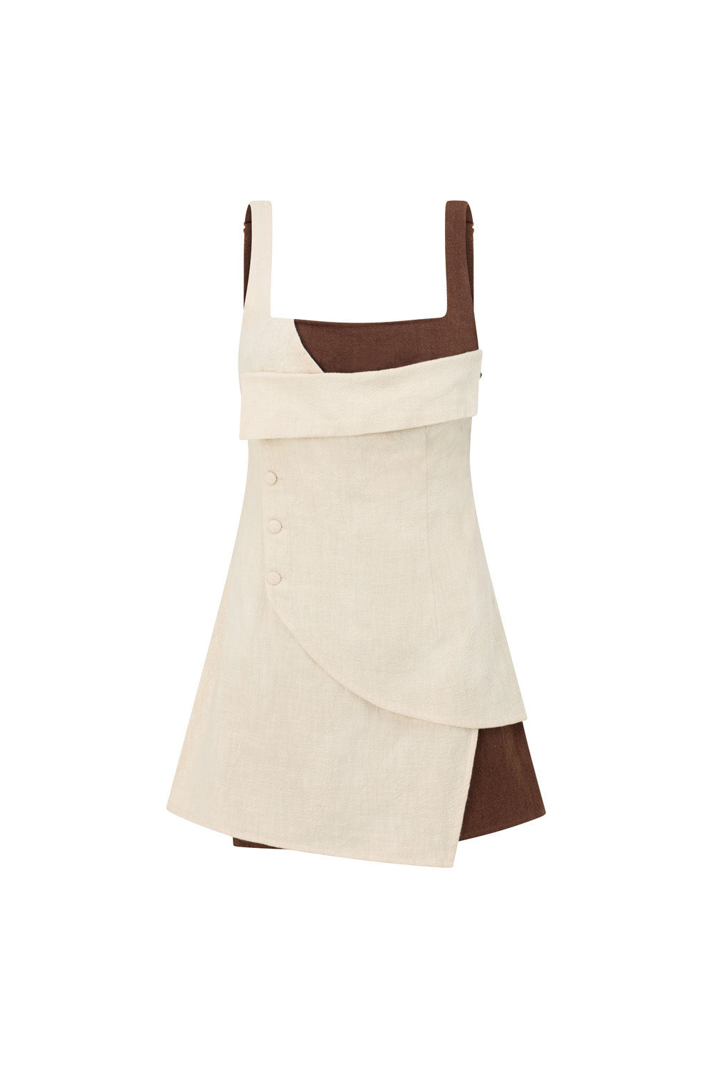 Azari Paneled Mini Dress - Brown, Beige